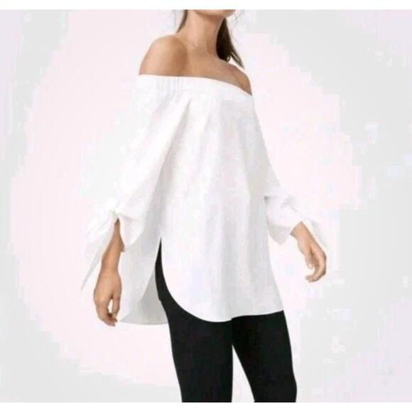 Club Monaco Womens Off The Shoulder Long Sleeves Blouse Black Size 2 - Picture 1 of 6